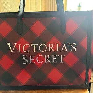 Victoria's Secret Red and Black Plaid Tote